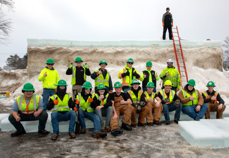 CTE Students Aid in Construction of Iconic Ice Castle