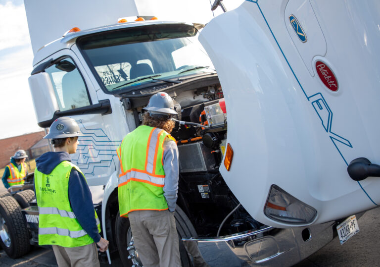 CDL Instructors, CTE Students Get Up-Close Look at EV Semi